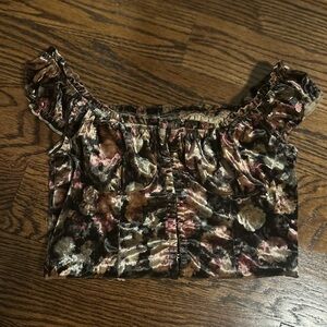 Dolls Kill floral velvet crop top